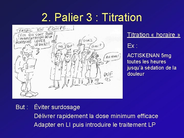 2. Palier 3 : Titration « horaire » Ex : ACTISKENAN 5 mg toutes