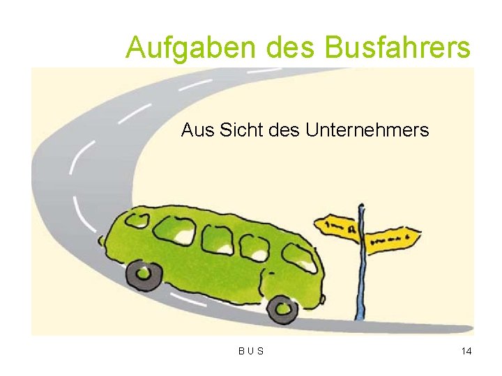 Aufgaben des Busfahrers Aus Sicht des Unternehmers B U S 14 