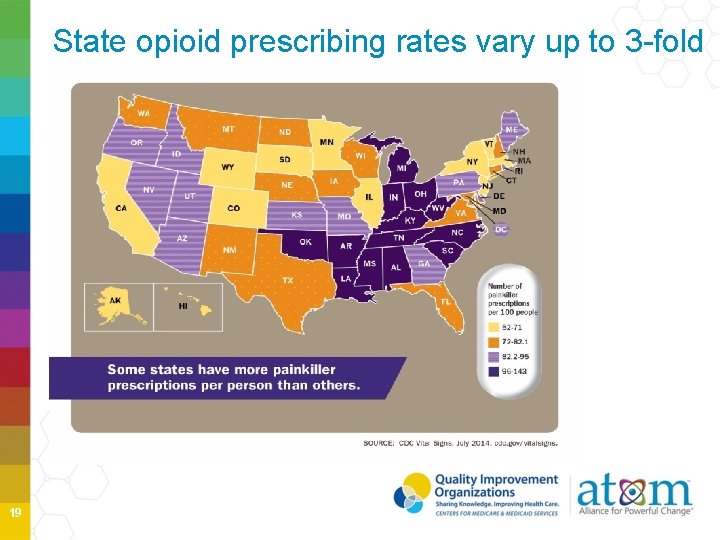 State opioid prescribing rates vary up to 3 -fold 19 