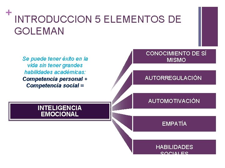 + INTRODUCCION 5 ELEMENTOS DE GOLEMAN Se puede tener éxito en la vida sin