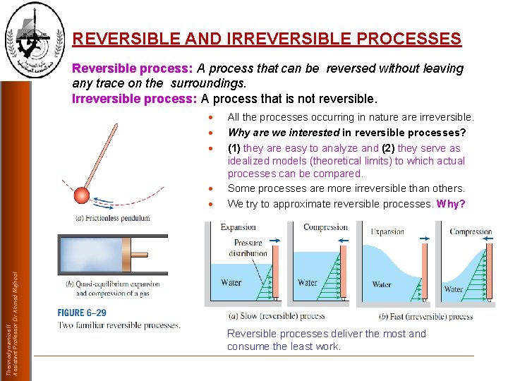 REVERSIBLE AND IRREVERSIBLE PROCESSES Reversible process: A process that can be reversed without leaving