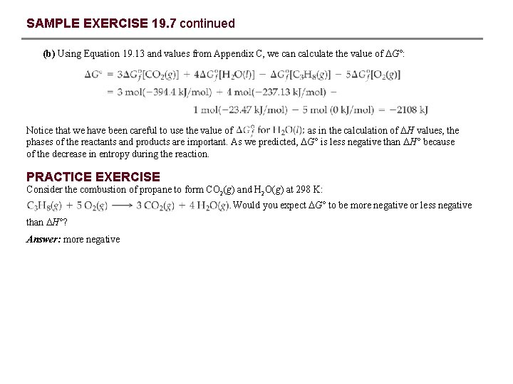 SAMPLE EXERCISE 19. 7 continued (b) Using Equation 19. 13 and values from Appendix