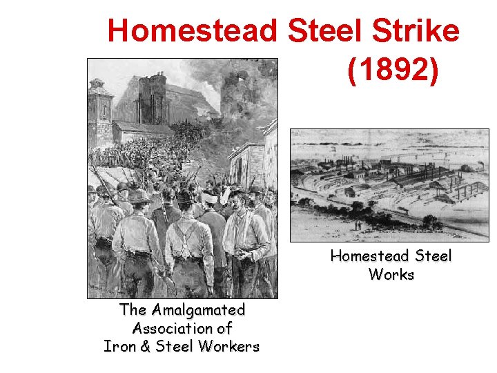 Homestead Steel Strike (1892) Homestead Steel Works The Amalgamated Association of Iron & Steel