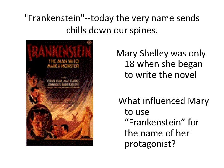 "Frankenstein" today the very name sends chills down our spines. Mary Shelley was only