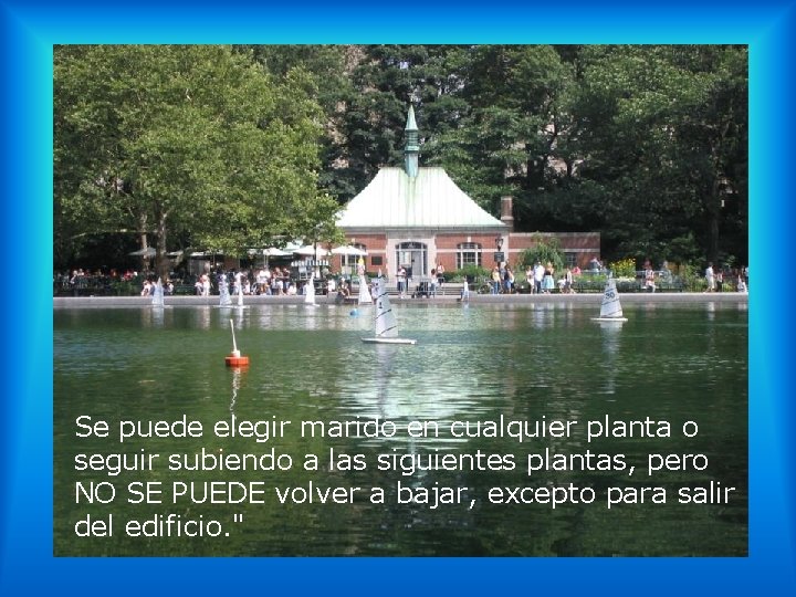Se puede elegir marido en cualquier planta o seguir subiendo a las siguientes plantas,