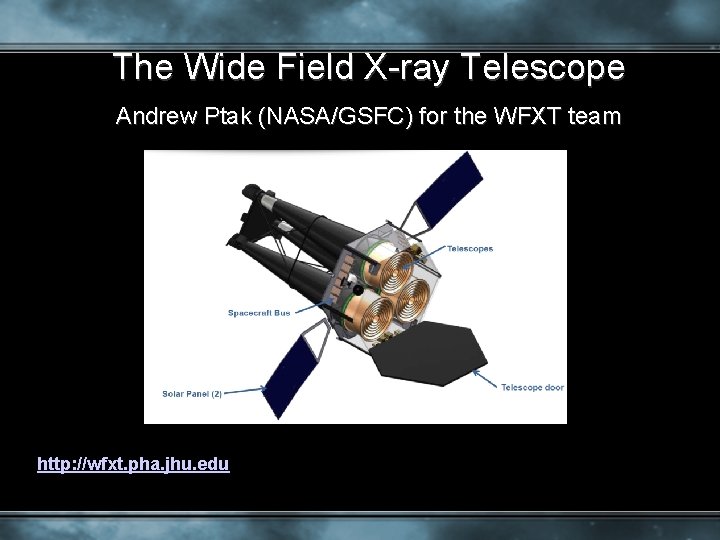 The Wide Field X-ray Telescope Andrew Ptak (NASA/GSFC) for the WFXT team http: //wfxt.