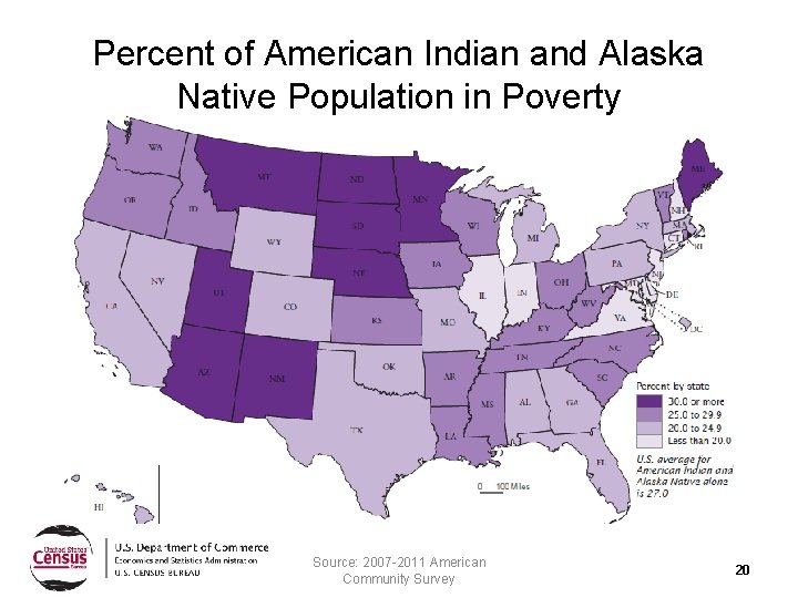 Percent of American Indian and Alaska Native Population in Poverty Source: 2007 -2011 American