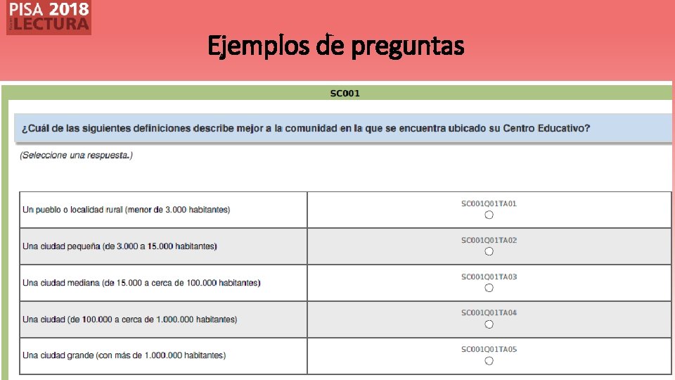 Ejemplos de preguntas Ejemplos de preguntas