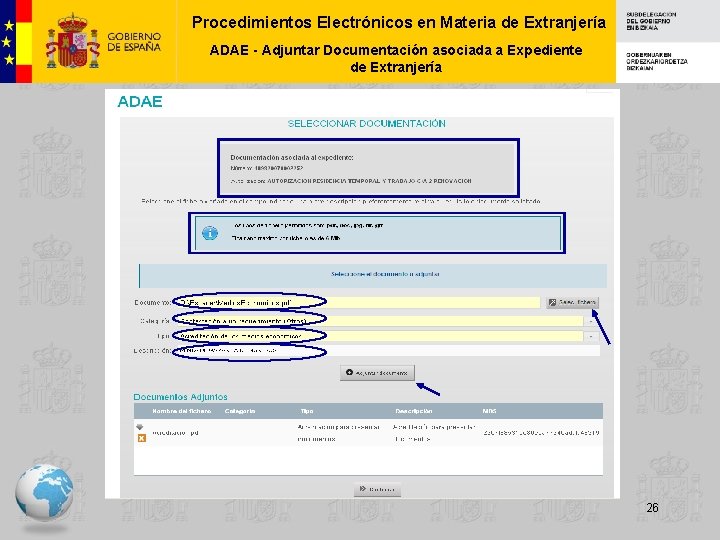 Procedimientos Electrónicos en Materia de Extranjería ADAE - Adjuntar Documentación asociada a Expediente de