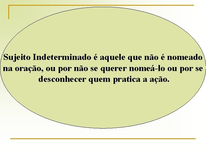 Sujeito Indeterminado é aquele que não é nomeado na oração, ou por não se