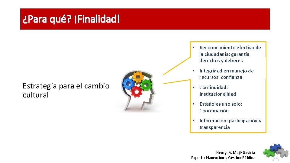 ¿Para qué? ¡Finalidad! • Reconocimiento efectivo de la ciudadanía: garantía derechos y deberes Estrategia