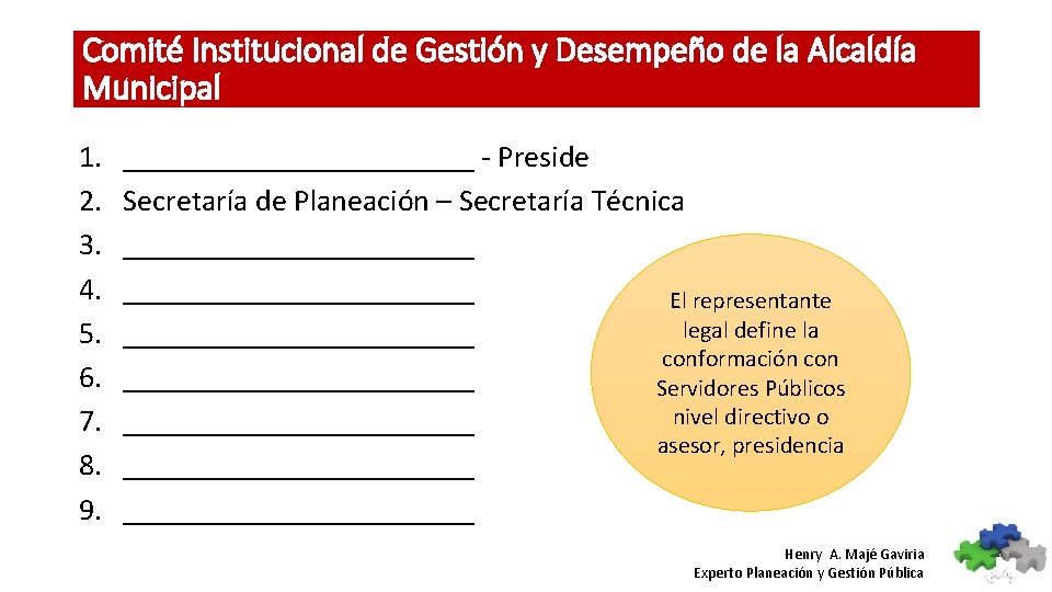 Comité Institucional de Gestión y Desempeño de la Alcaldía Municipal 1. 2. 3. 4.