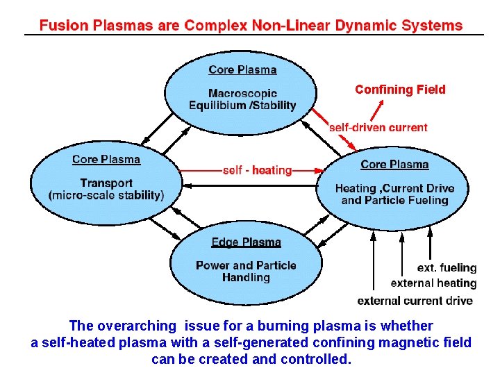 Confining Field The overarching issue for a burning plasma is whether a self-heated plasma