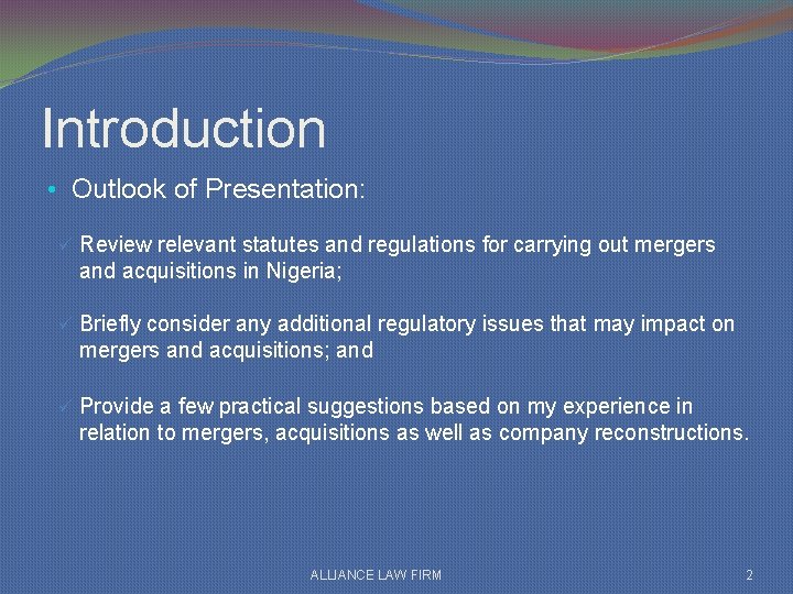 Introduction • Outlook of Presentation: ü Review relevant statutes and regulations for carrying out
