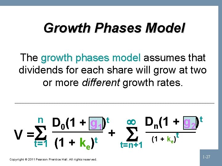 Growth Phases Model The growth phases model assumes that dividends for each share will