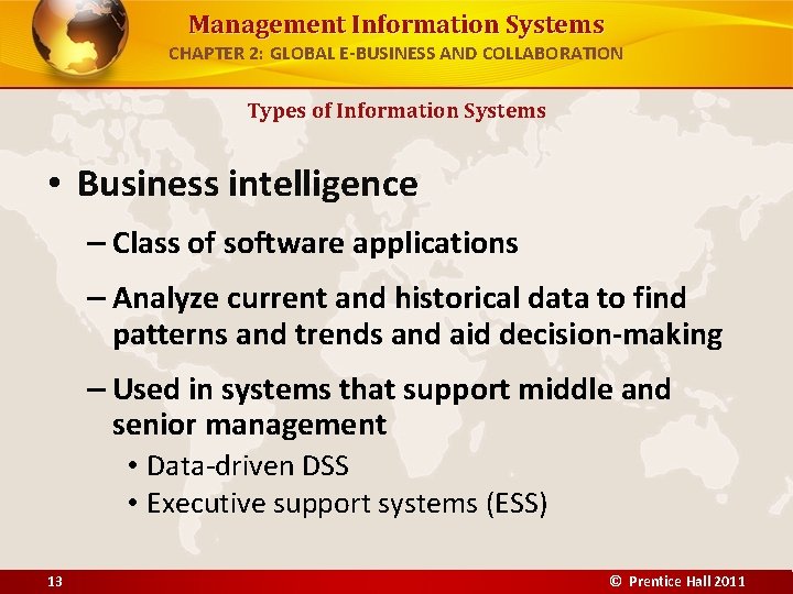 Management Information Systems CHAPTER 2: GLOBAL E-BUSINESS AND COLLABORATION Types of Information Systems •