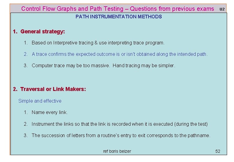 Control Flow Graphs and Path Testing – Questions from previous exams U 2 PATH