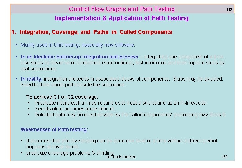 Control Flow Graphs and Path Testing Implementation & Application of Path Testing U 2