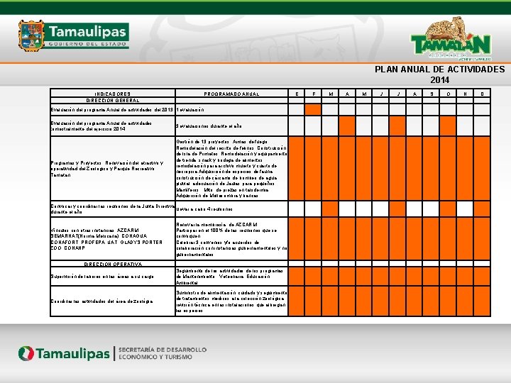 PLAN ANUAL DE ACTIVIDADES 2014 INDICADORES DIRECCIÓN GENERAL PROGRAMADO ANUAL Evaluación del programa Anual