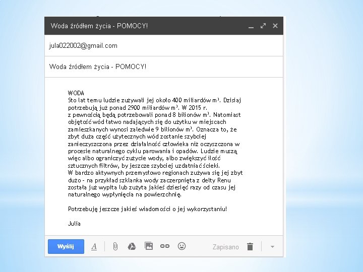 WODA Sto lat temu ludzie zużywali jej około 400 miliardów m 3. Dzisiaj potrzebują