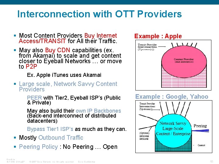 Interconnection with OTT Providers § Most Content Providers Buy Internet Access/TRANSIT for All their