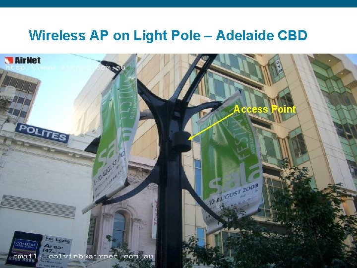Wireless AP on Light Pole – Adelaide CBD Access Point fbrockne, Br. T EBC,