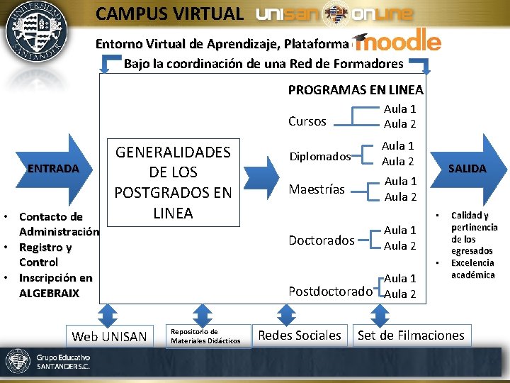CAMPUS VIRTUAL Entorno Virtual de Aprendizaje, Plataforma Bajo la coordinación de una Red de