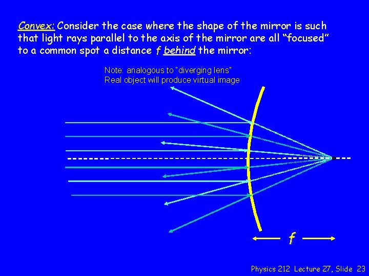 Convex: Consider the case where the shape of the mirror is such that light