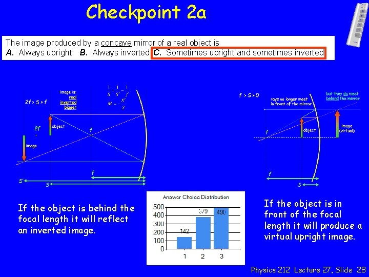 Checkpoint 2 a The image produced by a concave mirror of a real object