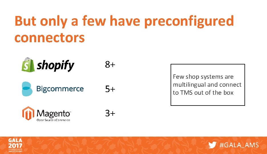 But only a few have preconfigured connectors 8+ 5+ 3+ Few shop systems are