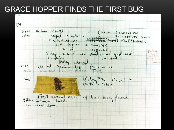 GRACE HOPPER FINDS THE FIRST BUG Aug 20 26 
