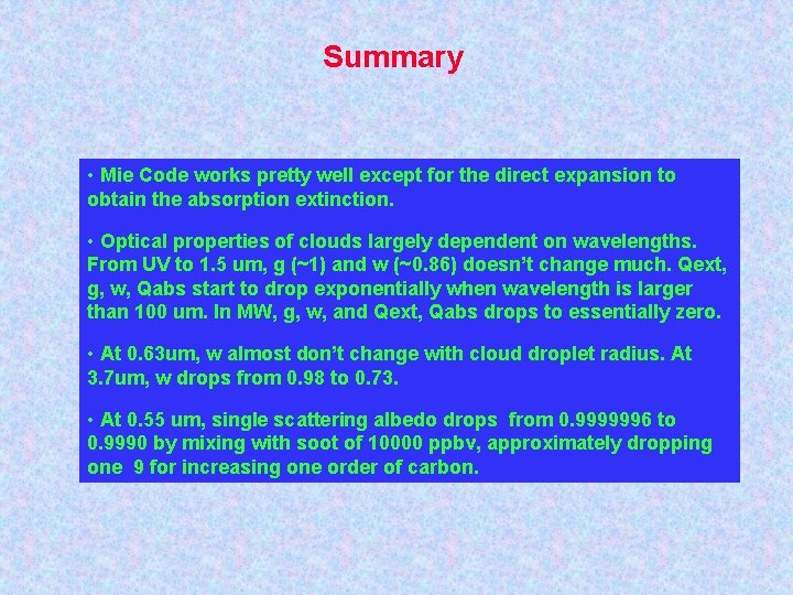 A Mie Code for Homogeneous Spherical Particles Application