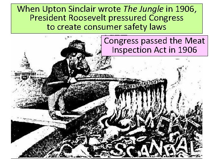 When Upton Sinclair wrote The Jungle in 1906, President Roosevelt pressured Congress to create