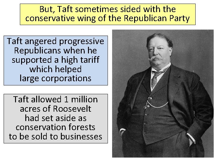 But, Taft sometimes sided with the conservative wing of the Republican Party Taft angered