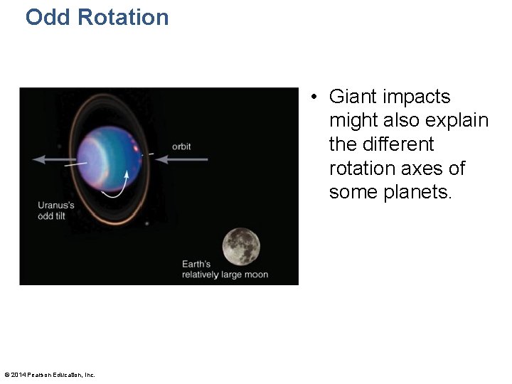 Odd Rotation • Giant impacts might also explain the different rotation axes of some