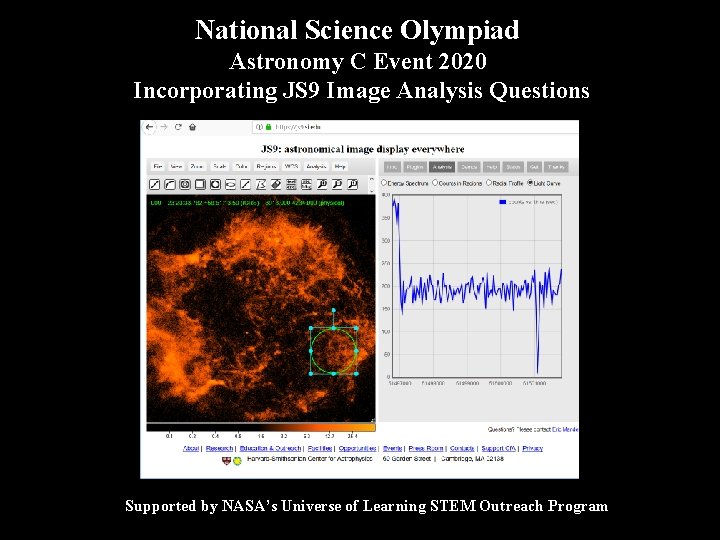  National Science Olympiad Astronomy C Event 2020 Incorporating JS 9 Image Analysis Questions