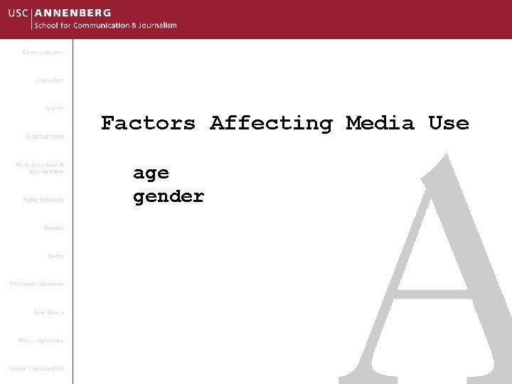 Factors Affecting Media Use age gender 