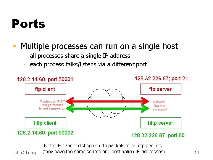 Ports § Multiple processes can run on a single host - all processes share