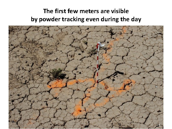 The first few meters are visible by powder tracking even during the day 