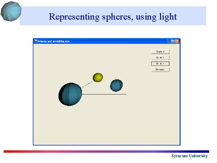 Representing spheres, using light Syracuse University 