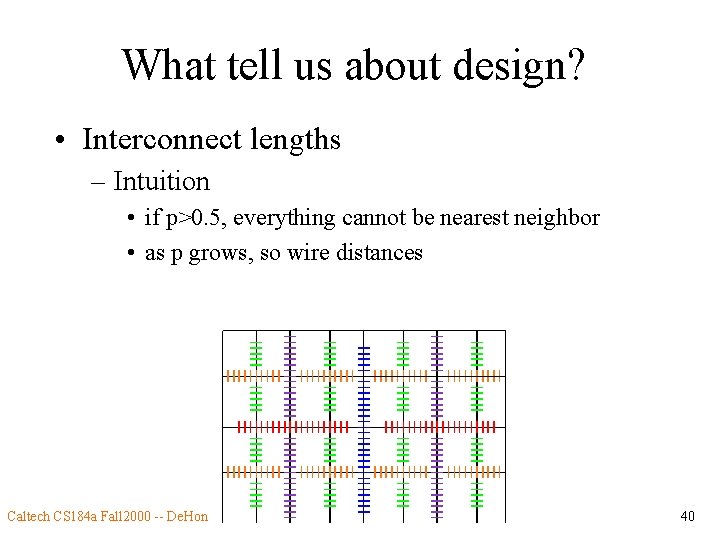 What tell us about design? • Interconnect lengths – Intuition • if p>0. 5,