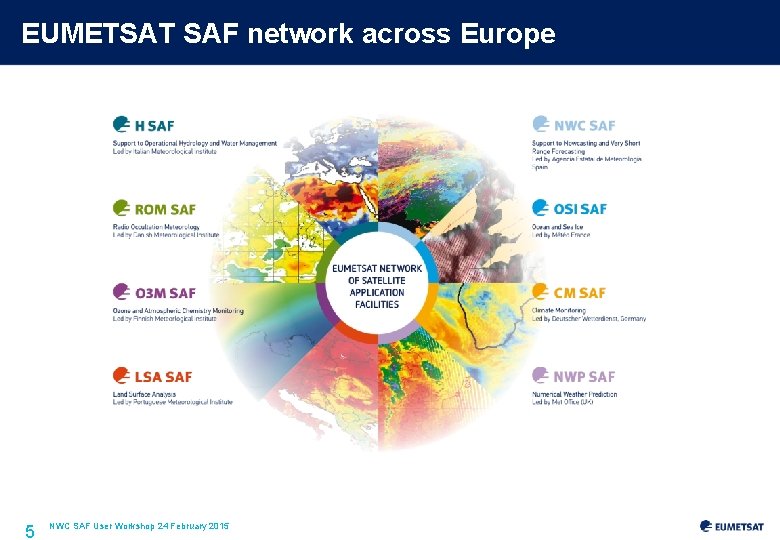 EUMETSAT SAF network across Europe 5 NWC SAF User Workshop 24 February 2015 