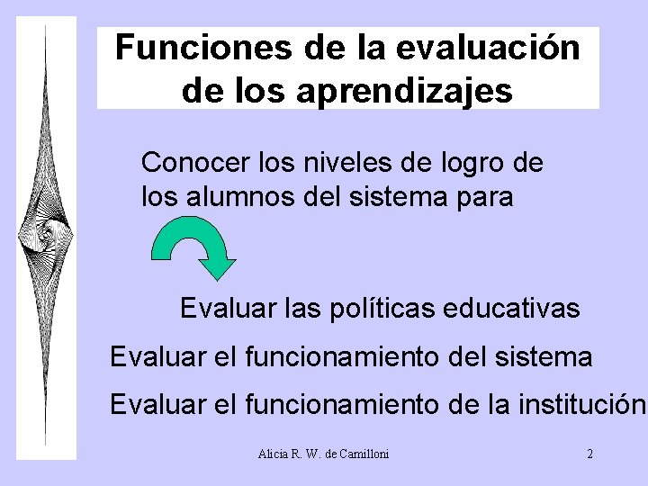 Funciones de la evaluación de los aprendizajes Conocer los niveles de logro de los Funciones de la evaluación de los aprendizajes Conocer los niveles de logro de los