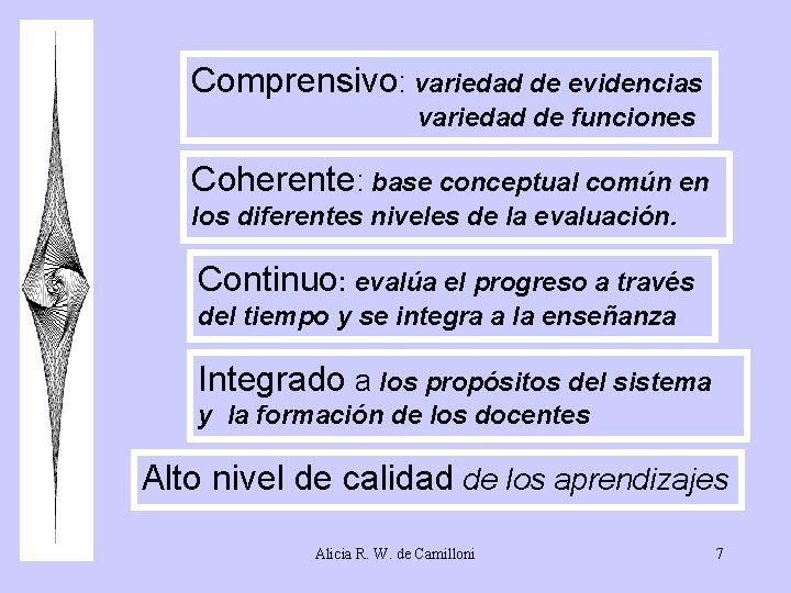 Comprensivo: variedad de evidencias variedad de funciones Coherente: base conceptual común en los diferentes Comprensivo: variedad de evidencias variedad de funciones Coherente: base conceptual común en los diferentes