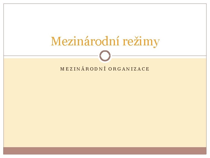 Mezinárodní režimy MEZINÁRODNÍ ORGANIZACE 