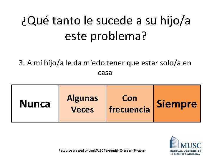 ¿Qué tanto le sucede a su hijo/a este problema? 3. A mi hijo/a le