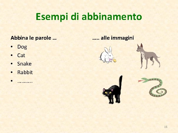 Esempi di abbinamento Abbina le parole … • • • …. . alle immagini