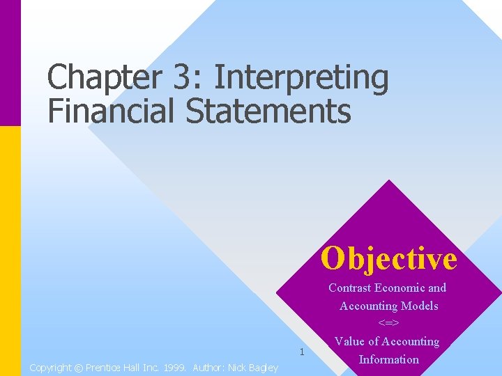 Chapter 3: Interpreting Financial Statements Objective 1 Copyright © Prentice Hall Inc. 1999. Author: