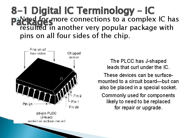 8 -1 Digital IC Terminology – IC � Need for more connections to a