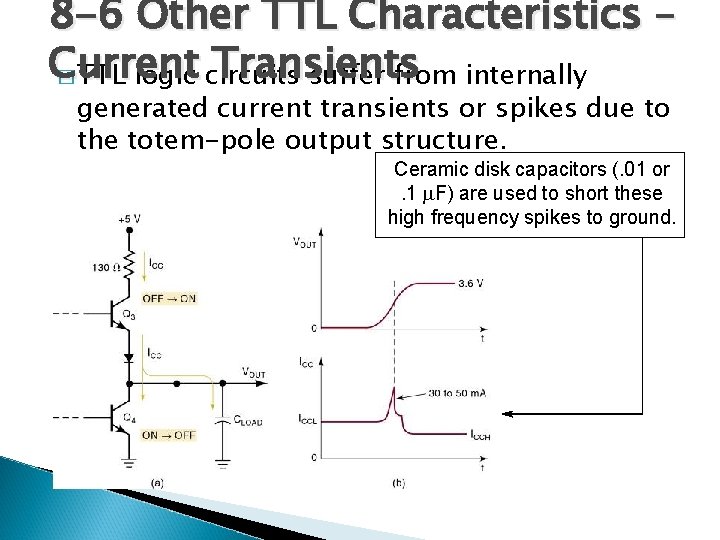 8 -6 Other TTL Characteristics – Current Transients � TTL logic circuits suffer from